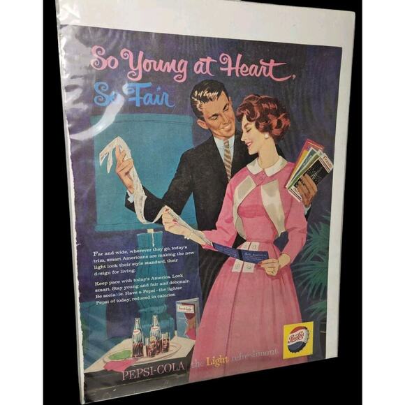 Vintage Pepsi Cola Magazine Ads Lot Of 6 Advertising Pages 50s 60s Art Decor - Picture 6 of 14